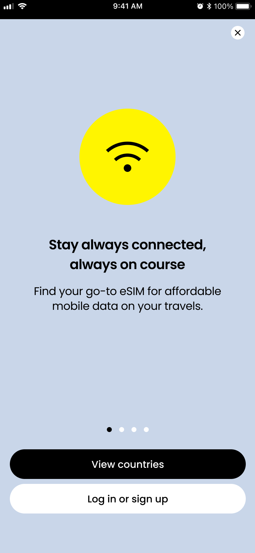 Sailyアプリのオンボーディング画面「Stay always connected」